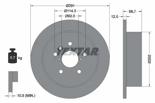 спирачен диск TEXTAR 92144203