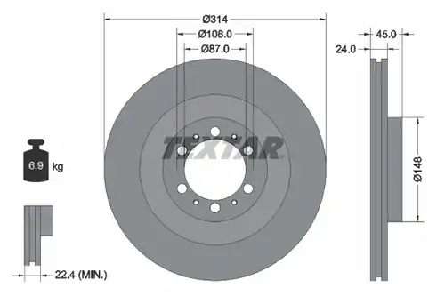 спирачен диск TEXTAR 92144803