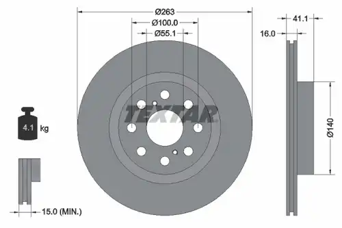 спирачен диск TEXTAR 92149700
