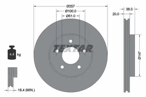 спирачен диск TEXTAR 92152403