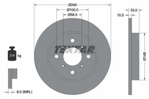 спирачен диск TEXTAR 92153300