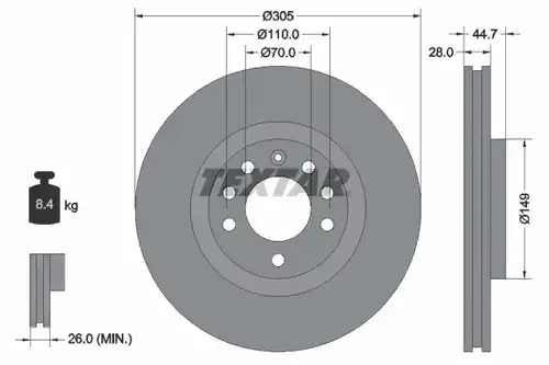 спирачен диск TEXTAR 92155403