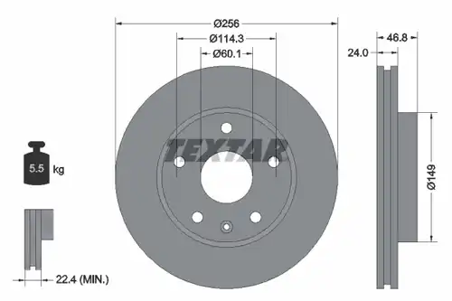 спирачен диск TEXTAR 92155600