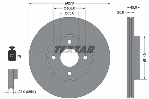 спирачен диск TEXTAR 92159003