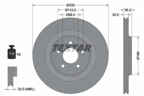 спирачен диск TEXTAR 92160303