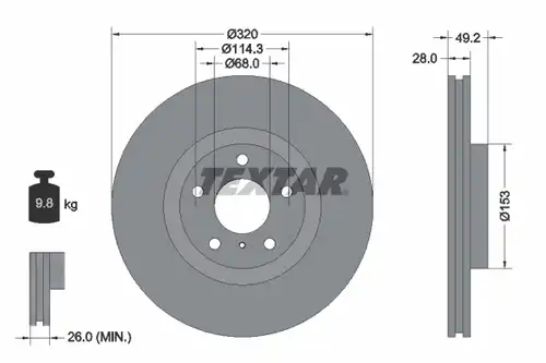 спирачен диск TEXTAR 92162405