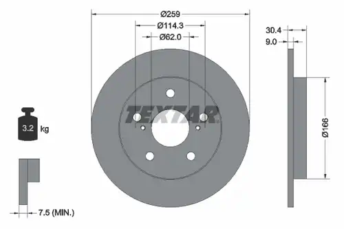 спирачен диск TEXTAR 92164103