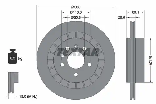 спирачен диск TEXTAR 92164900