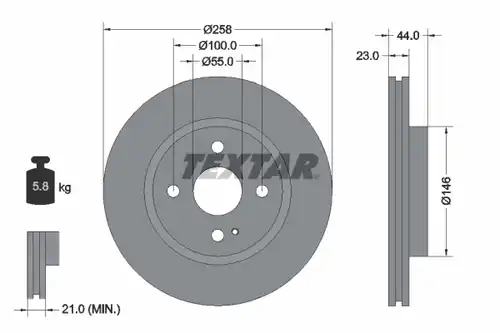 спирачен диск TEXTAR 92166800