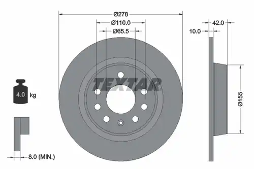 спирачен диск TEXTAR 92167603
