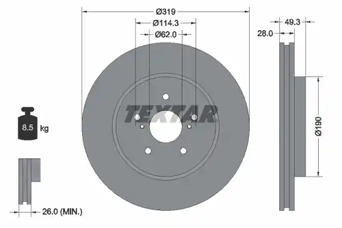 спирачен диск TEXTAR 92171503