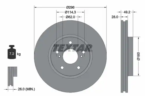 спирачен диск TEXTAR 92174303