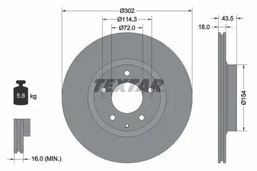 спирачен диск TEXTAR 92174503