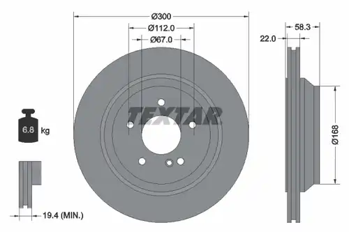 спирачен диск TEXTAR 92176303