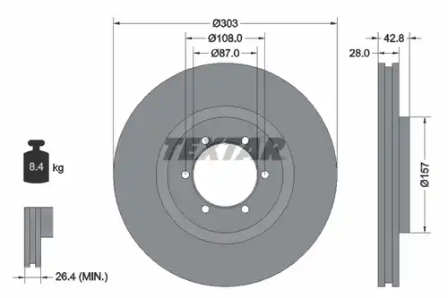 спирачен диск TEXTAR 92180003
