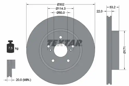 спирачен диск TEXTAR 92180403