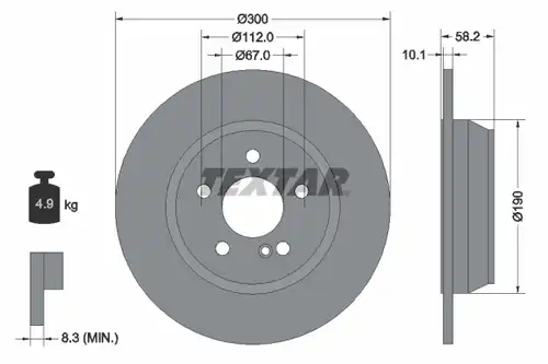 спирачен диск TEXTAR 92182003