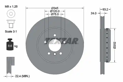 спирачен диск TEXTAR 92182503
