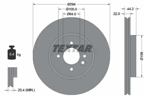 спирачен диск TEXTAR 92183603