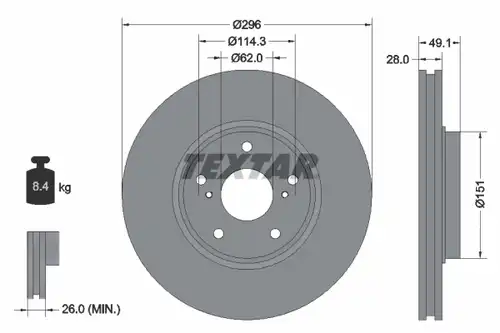 спирачен диск TEXTAR 92185403
