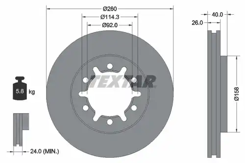 спирачен диск TEXTAR 92186103