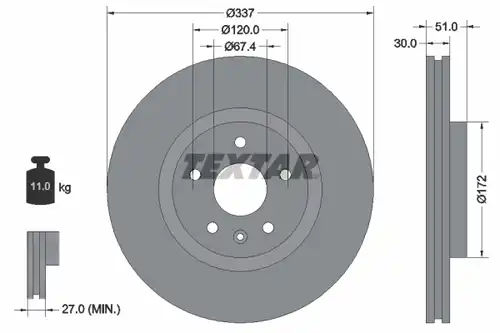 спирачен диск TEXTAR 92187103