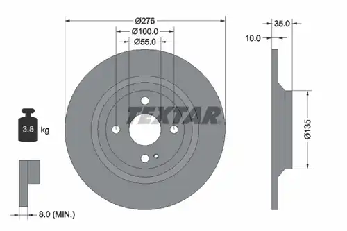 спирачен диск TEXTAR 92188303