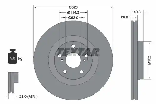 спирачен диск TEXTAR 92195303