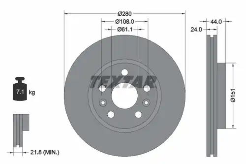 спирачен диск TEXTAR 92196803