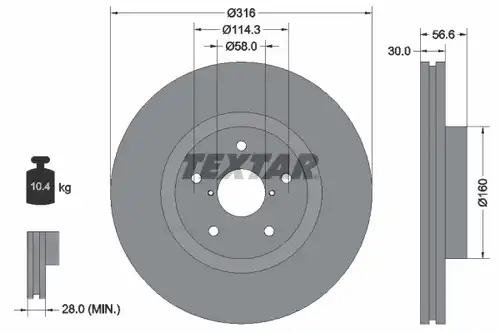 спирачен диск TEXTAR 92199203