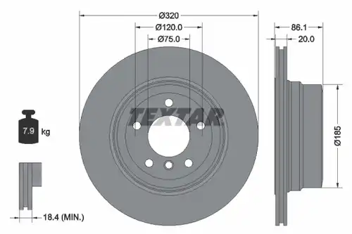 спирачен диск TEXTAR 92202003