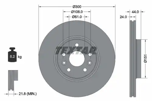 спирачен диск TEXTAR 92202803