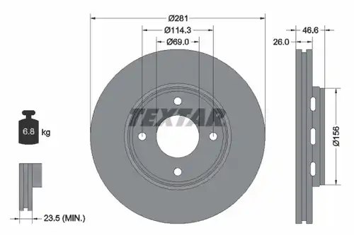 спирачен диск TEXTAR 92204400