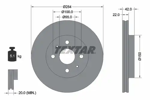 спирачен диск TEXTAR 92204503