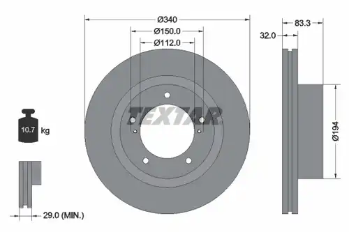 спирачен диск TEXTAR 92204603