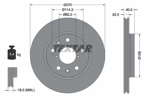 спирачен диск TEXTAR 92204703
