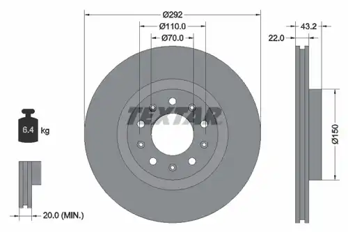спирачен диск TEXTAR 92221103