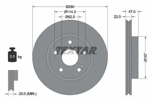 спирачен диск TEXTAR 92222100