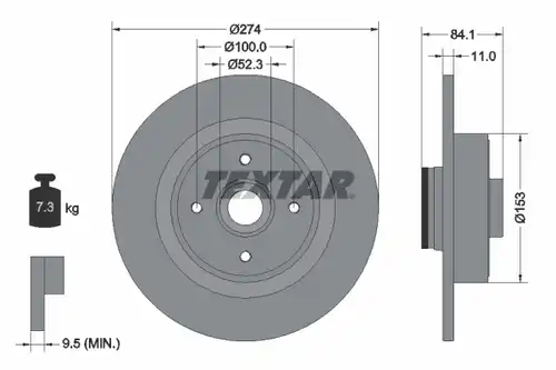спирачен диск TEXTAR 92223200