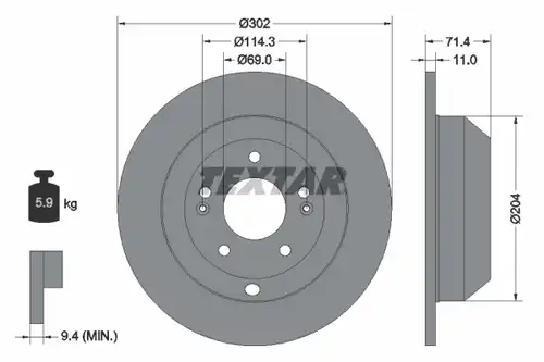 спирачен диск TEXTAR 92223403