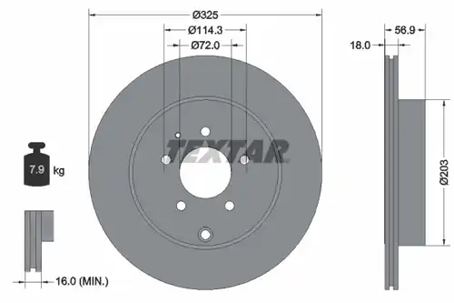спирачен диск TEXTAR 92223603