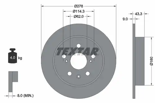спирачен диск TEXTAR 92225303