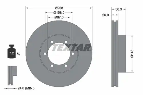 спирачен диск TEXTAR 92226400
