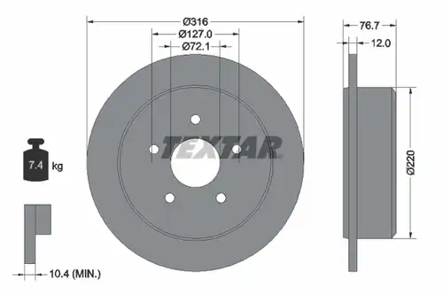 спирачен диск TEXTAR 92227700