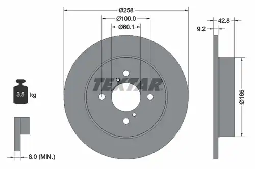 спирачен диск TEXTAR 92227903