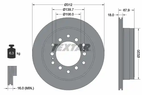 спирачен диск TEXTAR 92231003