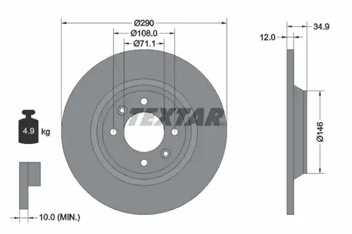спирачен диск TEXTAR 92231303