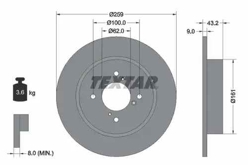 спирачен диск TEXTAR 92231403
