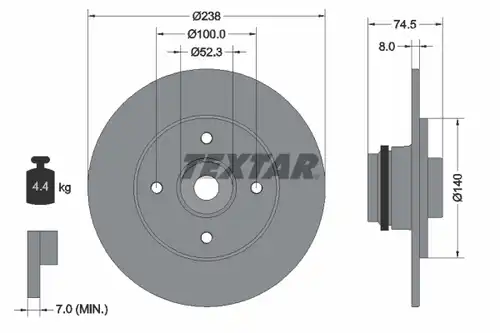 спирачен диск TEXTAR 92231703