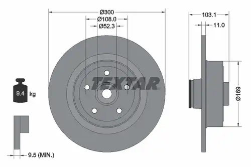 спирачен диск TEXTAR 92239600
